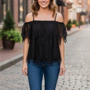 No Boundaries Black Lace Off-Shoulder Blouse